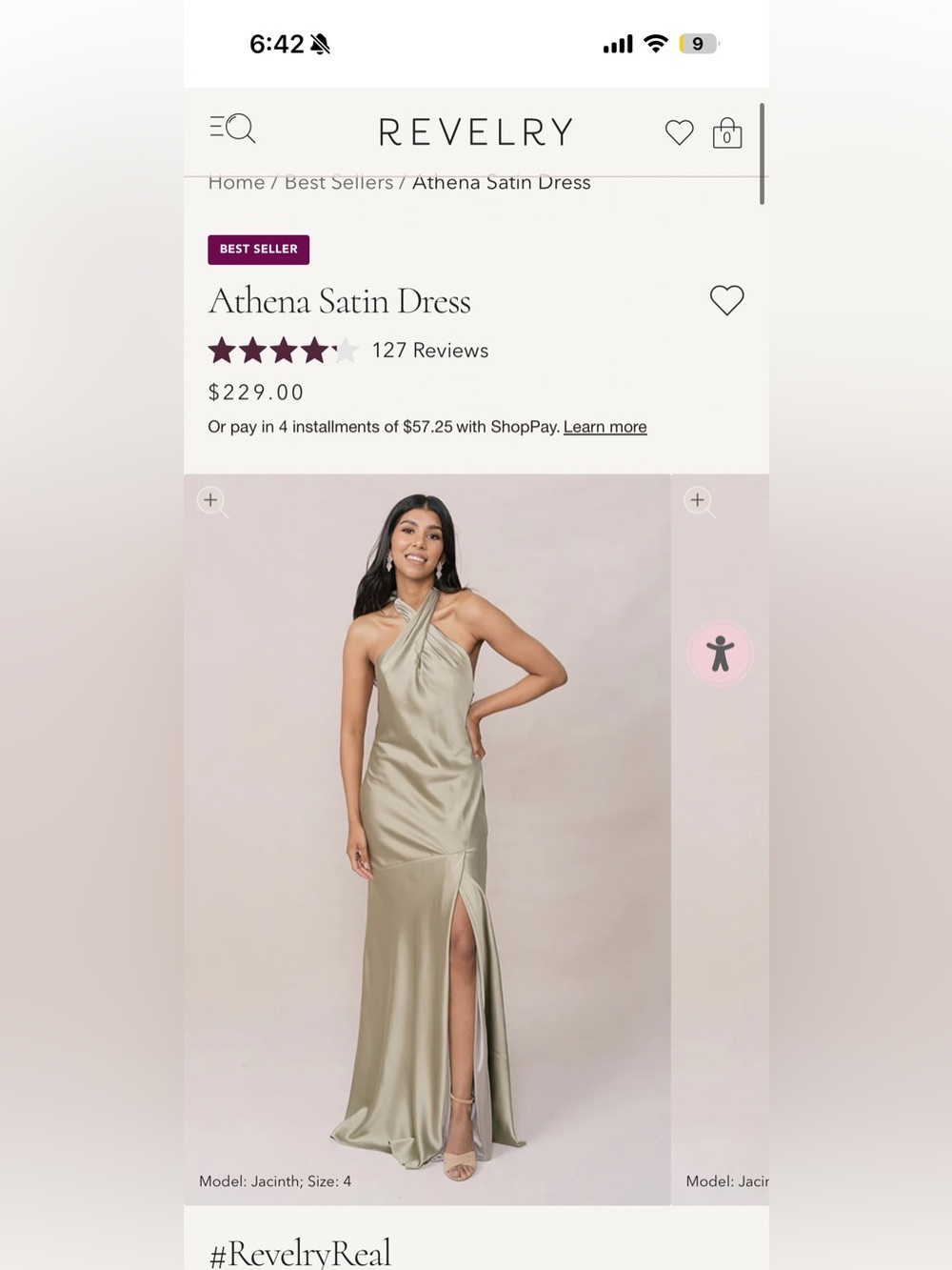 Revelry Athena Satin Dress - Silver Sage